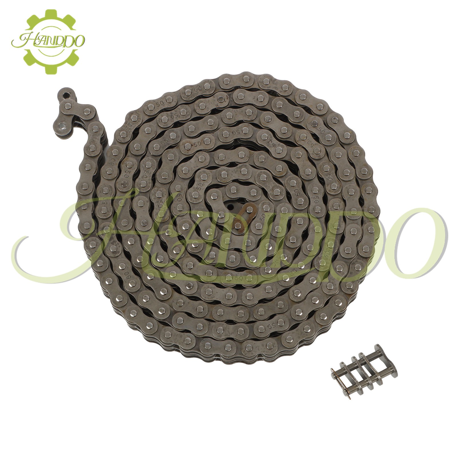 #50-2 Roller Chain Double Strand 10 Feet With 2 Connecting Master Links 0.625"