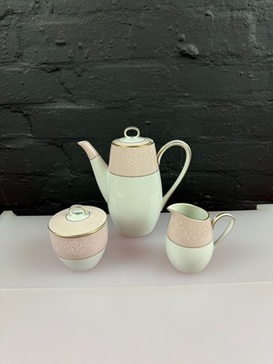 Noritake Stratford 5652 Kaffeekanne Milch-/Sahnekännchen und Zuckerdose mit Deckel Set