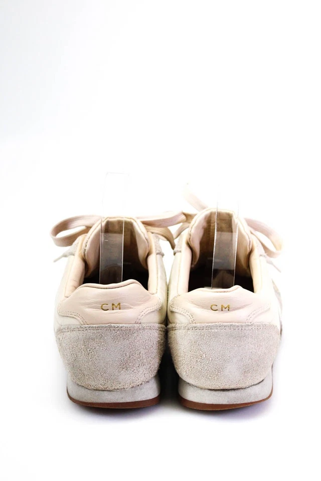 Tênis Club Monaco Feminino Camurça Top Baixo com Cadarço Zoe Runner Bege Tamanho 8EUA 39UE - Imagem 3 de 4