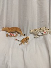 Schleich Snow Leopard, Cougar, And Cheetah Cub (Set Of 3)