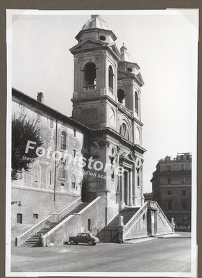 Foto Rom Italien Spanische Treppe Kirche Trinità dei Monti Auto1950er