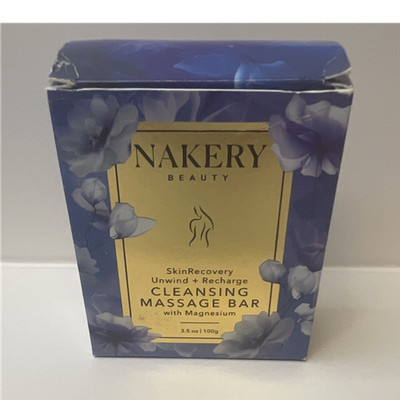 Nakery Beauty Cleansing Massage Bar Magnesium Minerals Floral Blue Gold 3.5 oz