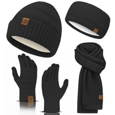 Winter Beanie Hat Scarf Gloves Headband Set   Knit Beanie, Warm Scarf, Touchs...