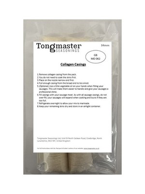 34 mm 2er-Pack Wursthüllen Felle Kollagen - sehr lang 80 Fuß KOSTENLOSE UK-LIEFERUNG