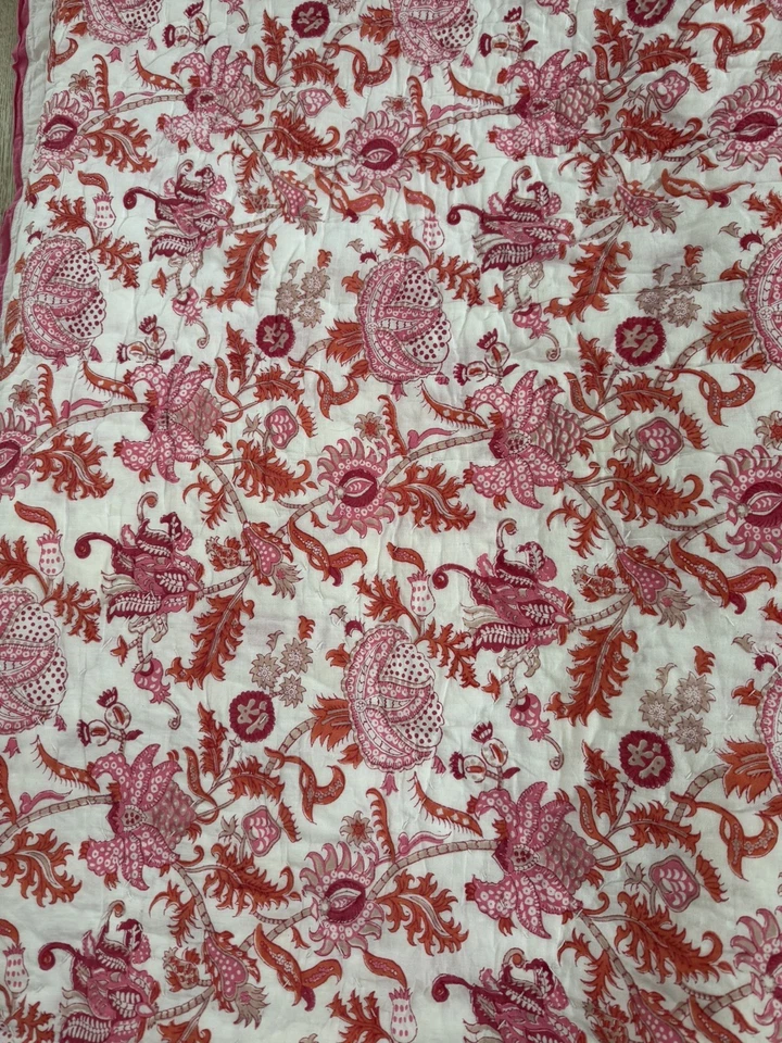 Roller Rabbit Amanda Edredón Naranja Reversible King 110" X 96" Nuevo 100% Algodón Foto 3 de 4