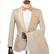 Mens Wedding Suits Champagne Tuxedo Jacket 2PCS Groom Suits