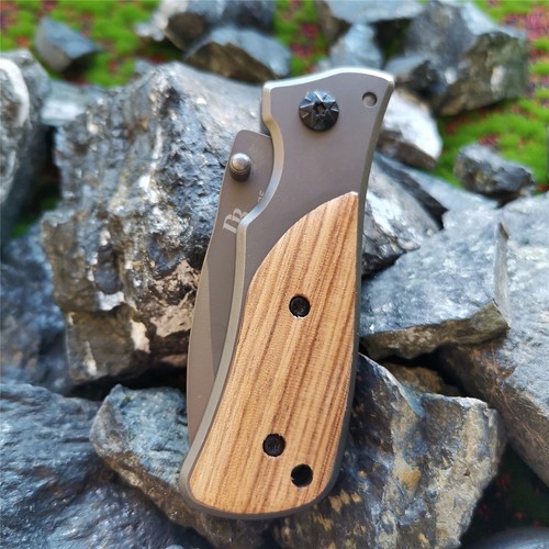 Fine Light Color Wood Handle Tactical Pocket Folding Knife Camping Survival Tool - Picture 6 of 6