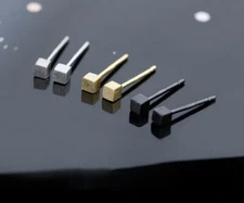 3mm Tiny Brushed Cube Square Stud Earrings 925 Sterling Silver Gift PE18