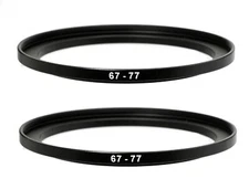 (2 Pcs ) 67-77mm 67mm to 77mm Alumnium Metal Step Up Lens Filter Ring Adapter