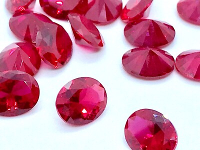 Oval lab-created ruby Lot of 5 stones (10x8mm - 4x3mms)