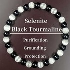 Natural Black Tourmaline Selenite 8mm Beads Healing Reiki Protection Bracelet