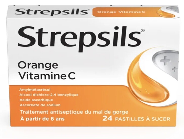 Strepsils Orange Vitamine C - 2x24 pastilles pour gorge irritée