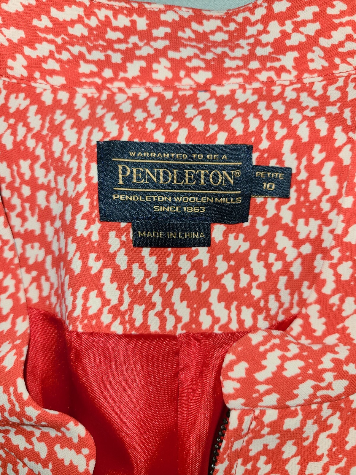 Pendleton orange & white abstract pattern full zi… - image 4