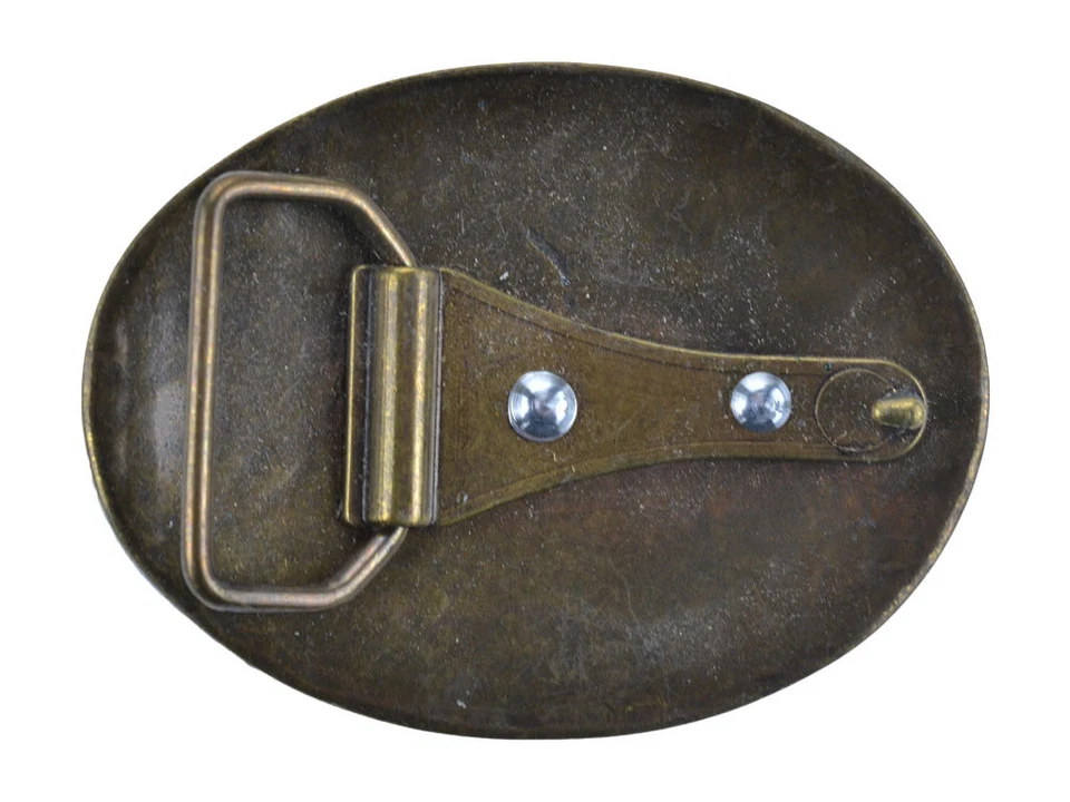 Fibbia per cinture con teschio in rilievo metallo bronzo o argento forma ovale - Immagine 2 di 4