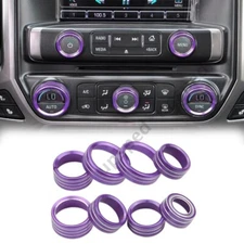 8x Purple Center Console Control Switch Knob Trim For Chevy Silverado 2014-2018