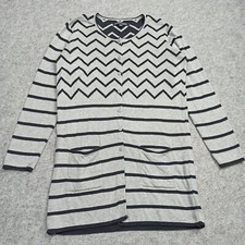 Gudrun Sjöden Cardigan Long Taille M Coton Bio Rayé Boutons Poches