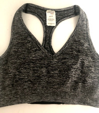 DANSKIN NOW M 8-10 SPORTS BRA Black Gray Space Dye Racerback Support Pullover