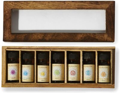 Set of 7 Chakras from Crown to Root Variety Gift Pack Fragrance Oil with Wood Bo