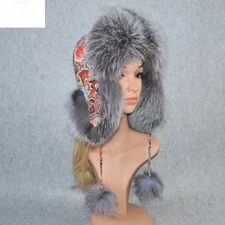 Natural Real Fur Hats Women Fluffy Fur Caps Luxury Real Leather Hat