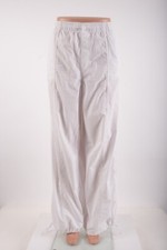 Zara Women White High Rise Cotton Pants Wide Leg L Large Drawstring 5520/207 NWT