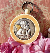 ANCIENNE MÉDAILLE de BERCEAU à décor D'ANGE PROTECTEUR vers 1920