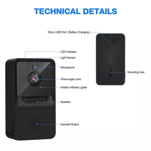 Smart Wireless WiFi Ring Doorbell Security Intercom Video Camera Door Bell - Picture 12 of 19