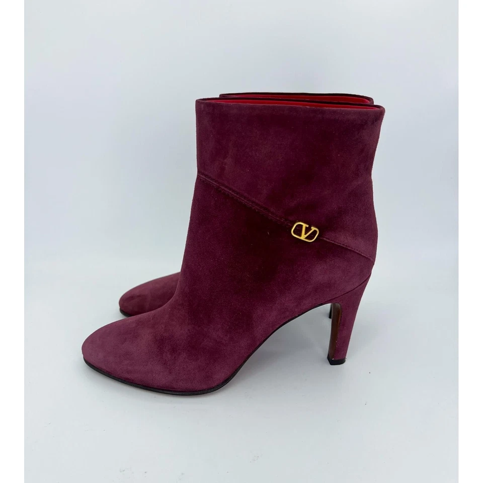 Auténticos Botines VALENTINO GARAVANI Gamuza Borgoña Logo V Talla EU37 Foto 4 de 4