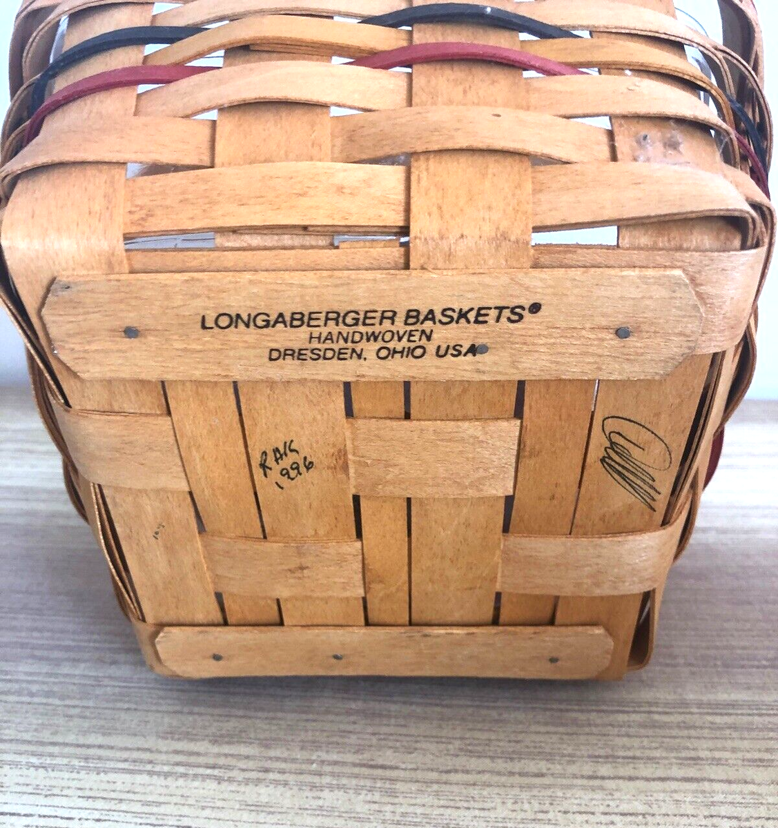 longaberger アメリカ製ヴィンテージオーブンベーカー Longaberger 1996 Heartland Large Peg Basket With Plastic Protector