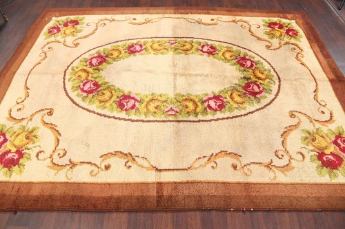 Vintage Floral Savonnerie French Area Rug Hand-knotted Home Decor 6'x9' Carpet - Picture 9 of 12