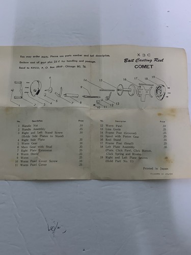 Comet Level-Wind Reel Model X3C Vintage Caster Japan 4 To 1 Ratio Metal Gears - Imagen 12 de 12