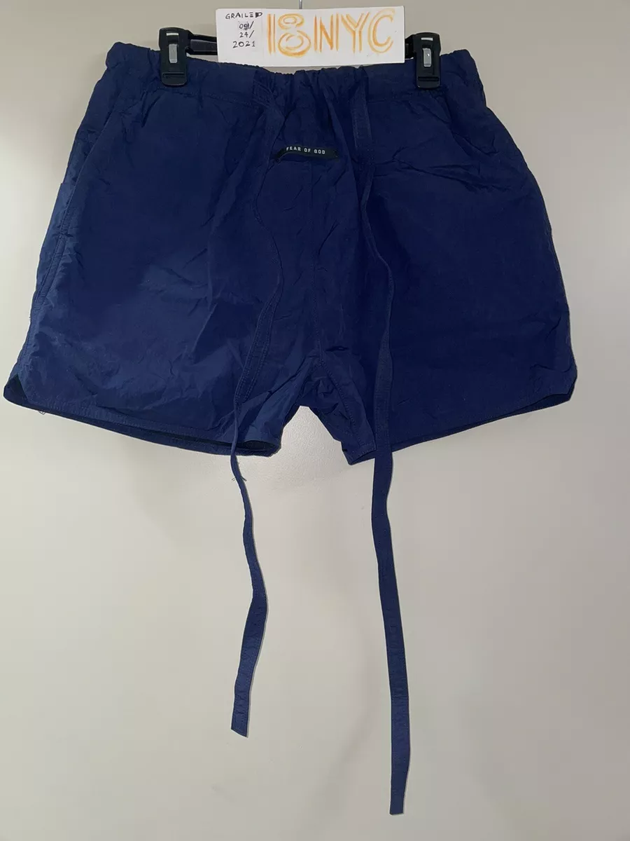 Rare NWT FEAR OF GOD Sixth Collection Navy Blue Military Nylon Shorts FOG sz M
