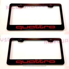 2x S Line Quattro Stainless Steel Black Finished License Plate Frame Rust Free