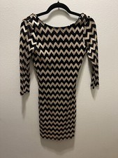 Chevron Print Body con Dress - Size Small