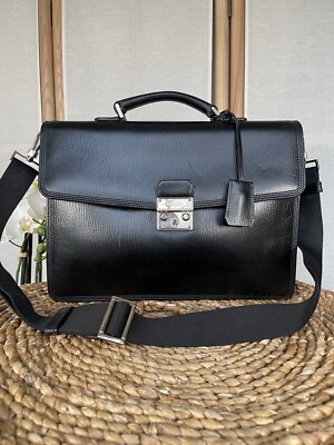 Bally Schwarz Echtleder Aktentasche Arbeit Laptoptasche Schultertasche