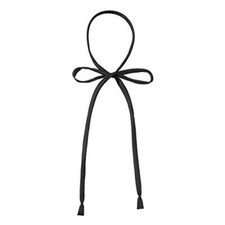 Women's Long Bow Tie Self Tied Adjustable Solid Color JK One Size Black