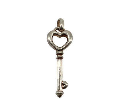 Vintage Sterling Silver 925 JCM Jacmel Gold Tone 3D Heart Key Pendant