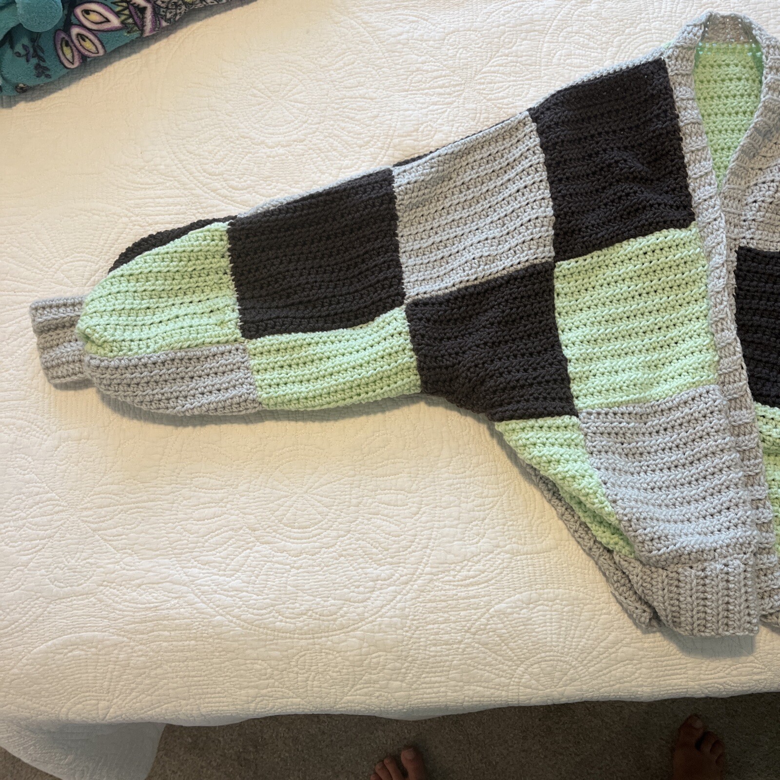 Handmade Oversized Crocheted Patchwork Cardigan - image 3