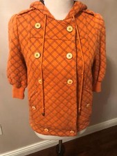 Pre-owned Marc by Marc Jacobs Orange Quilted Hoodie SZ XS