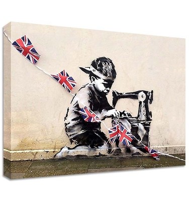 Banksy Jubiläum Leinen Große Wandkunst Queen Britain China Nähen Maschine Swea