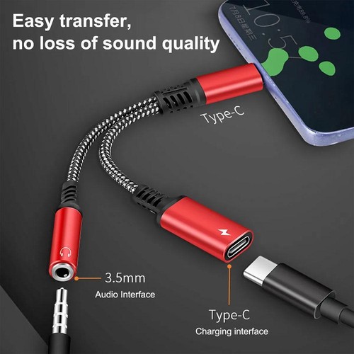 2 IN 1 Kopfhörer 3,5mm Jack USB Typ C Splitter zu Dual USB C Kopfhörer Adapter ≡ - Zdjęcie 2 z 12