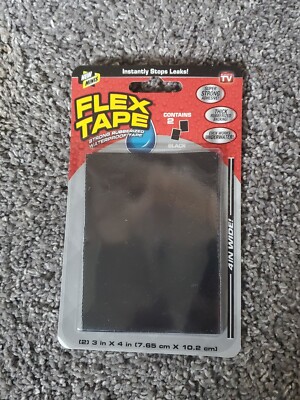 Flex Tape Mini 3'' x 4'' Super Strong Waterproof Tape, Black, 2 count