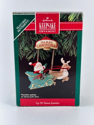 Up N Down Journey - 1991 Hallmark Ornament - Weihnachtsmann und Rentier mit Uhrwerk - Bild 7 von 10