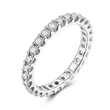 Fashion Fine Jewelry Band Ring Solid 14k White Gold Round Cut Cubic Zirconia Hot