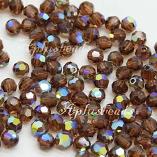 SWAROVSKI  CRYSTAL Beads #5000 Faceted 4mm Smoked Topaz AB  pick quantity