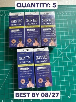 5-PACK LOT Zrizl Advanced Skin Tag wart corn Remover 30mL 1.01 oz Max Formula