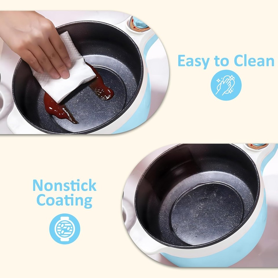 Electric Hot Pot with Steamer 1.8L Multi-Functional Cooker Non-Stick ...