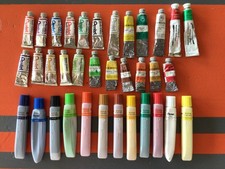 Water colour paints, assorted colours, various sized tubes, Pentel/Rowney/Guitar