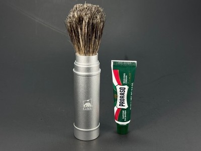 Full Size 100% Badger Travel Shaving Brush+Proraso travel shaving cream tube Set