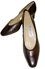 VINTAGE ETIENNE AIGNER BROWN LEATHER PUMPS MULES LOAFERS HEELS 8M TAYLOR
