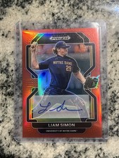 2022 Panini Prizm Draft Picks - Liam Simon #PDP166 Red Prizm Autographs /50 (AU,
